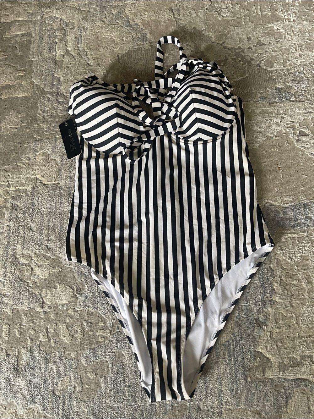 City Chic nwt Black & White Striped One-Piece Swimsuit